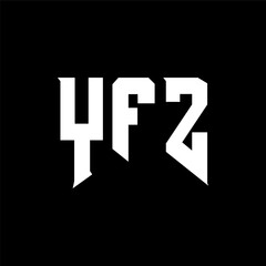 YFZ letter logo design for technology company. YFZ logo design black and white color combination. YFZ logo, YFZ vector, YFZ design, YFZ icon, YFZ alphabet. YFZ typography logo design.