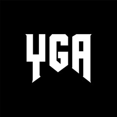 YGA letter logo design for technology company. YGA logo design black and white color combination. YGA logo, YGA vector, YGA design, YGA icon, YGA alphabet. YGA typography logo design.