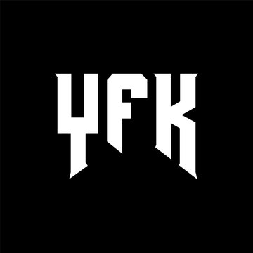 YFK letter logo design for technology company. YFK logo design black and white color combination. YFK logo, YFK vector, YFK design, YFK icon, YFK alphabet. YFK typography logo design.