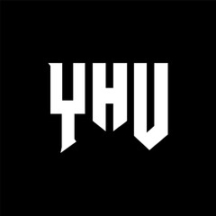 YHU letter logo design for technology company. YHU logo design black and white color combination. YHU logo, YHU vector, YHU design, YHU icon, YHU alphabet. YHU typography logo design.