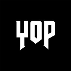 YOP letter logo design for technology company. YOP logo design black and white color combination. YOP logo, YOP vector, YOP design, YOP icon, YOP alphabet. YOP typography logo design.