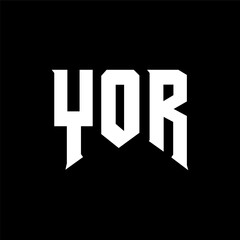 YOR letter logo design for technology company. YOR logo design black and white color combination. YOR logo, YOR vector, YOR design, YOR icon, YOR alphabet. YOR typography logo design.
