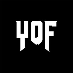 Fototapeta premium YQF letter logo design for technology company. YQF logo design black and white color combination. YQF logo, YQF vector, YQF design, YQF icon, YQF alphabet. YQF typography logo design.