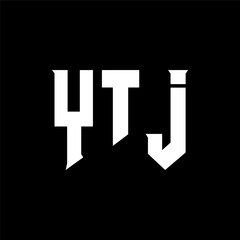 Fototapeta premium YTJ letter logo design for technology company. YTJ logo design black and white color combination. YTJ logo, YTJ vector, YTJ design, YTJ icon, YTJ alphabet. YTJ typography logo design.