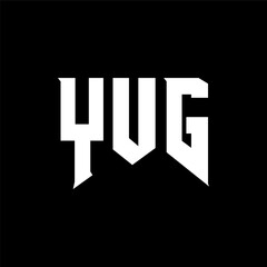 YUG letter logo design for technology company. YUG logo design black and white color combination. YUG logo, YUG vector, YUG design, YUG icon, YUG alphabet. YUG typography logo design.
