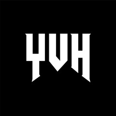 YVH letter logo design for technology company. YVH logo design black and white color combination. YVH logo, YVH vector, YVH design, YVH icon, YVH alphabet. YVH typography logo design.