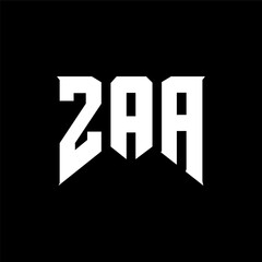 Fototapeta premium ZAA letter logo design for technology company. ZAA logo design black and white color combination. ZAA logo, ZAA vector, ZAA design, ZAA icon, ZAA alphabet. ZAA typography logo design.