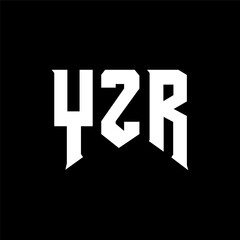 YZR letter logo design for technology company. YZR logo design black and white color combination. YZR logo, YZR vector, YZR design, YZR icon, YZR alphabet. YZR typography logo design.
