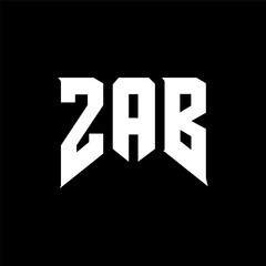 ZAB letter logo design for technology company. ZAB logo design black and white color combination. ZAB logo, ZAB vector, ZAB design, ZAB icon, ZAB alphabet. ZAB typography logo design.