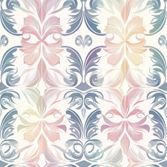 Elegant floral pattern in soft pastel colors, featuring intricate designs that create a harmonious and soothing visual effect.