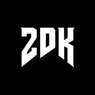 ZDK letter logo design for technology company. ZDK logo design black and white color combination. ZDK logo, ZDK vector, ZDK design, ZDK icon, ZDK alphabet. ZDK typography logo design.