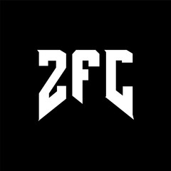 ZFC letter logo design for technology company. ZFC logo design black and white color combination. ZFC logo, ZFC vector, ZFC design, ZFC icon, ZFC alphabet. ZFC typography logo design.