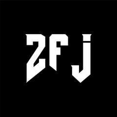 Fototapeta premium ZFJ letter logo design for technology company. ZFJ logo design black and white color combination. ZFJ logo, ZFJ vector, ZFJ design, ZFJ icon, ZFJ alphabet. ZFJ typography logo design.