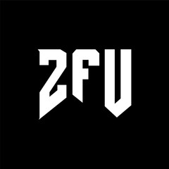 ZFU letter logo design for technology company. ZFU logo design black and white color combination. ZFU logo, ZFU vector, ZFU design, ZFU icon, ZFU alphabet. ZFU typography logo design.