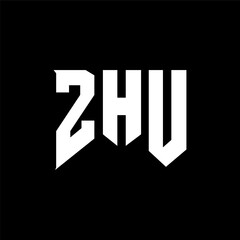 ZHU letter logo design for technology company. ZHU logo design black and white color combination. ZHU logo, ZHU vector, ZHU design, ZHU icon, ZHU alphabet. ZHU typography logo design.