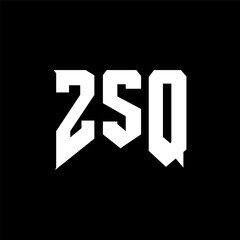 ZSQ letter logo design for technology company. ZSQ logo design black and white color combination. ZSQ logo, ZSQ vector, ZSQ design, ZSQ icon, ZSQ alphabet. ZSQ typography logo design.