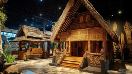 JAKARTA. Balinese traditional house, at the Bali Pavilion, Taman Mini Indonesia Indah