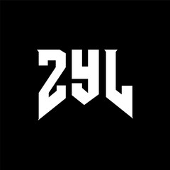 Obraz premium ZYL letter logo design for technology company. ZYL logo design black and white color combination. ZYL logo, ZYL vector, ZYL design, ZYL icon, ZYL alphabet. ZYL typography logo design.