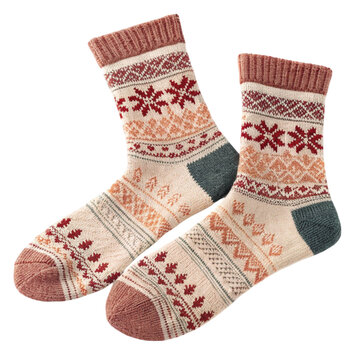 Magnificent Blend Fair Isle Socks isolated on transparent background