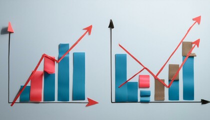 Two intersecting curve graphs, one rising and one falling, showing different axes
