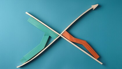 Two intersecting curve graphs, one rising and one falling, showing different axes