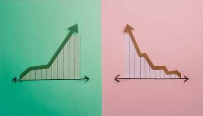 Two intersecting curve graphs, one rising and one falling, showing different axes