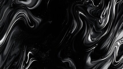 Abstract Black and White Liquid Marble Swirl Texture Background