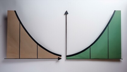 Two intersecting curve graphs, one rising and one falling, showing different axes