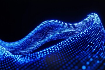 Fototapeta premium Abstract Blue Light Waves: Flowing Energy and Digital Data