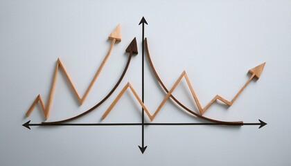 Two intersecting curve graphs, one rising and one falling, showing different axes