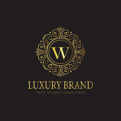 Letter Luxury brand logo design with a royal gold crown emblem and elegant typography