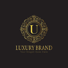 Obraz premium Letter Luxury brand logo design with a royal gold crown emblem and elegant typography