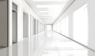 White blur abstract background from building hallway, Generative Ai
