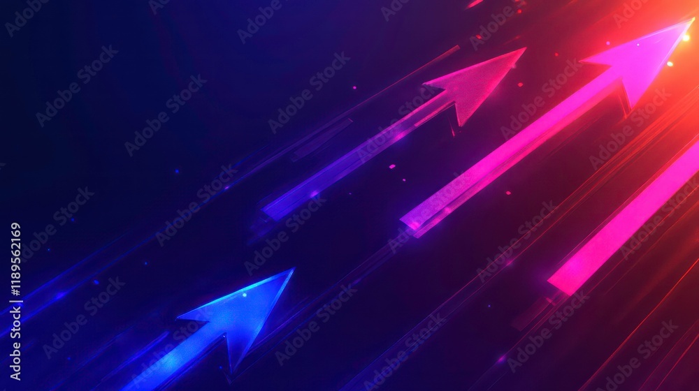 Poster abstract glowing arrows pointing upward, symbolizing growth, success, and progress.