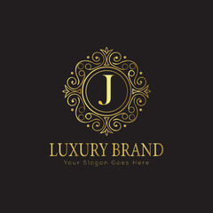 Letter Luxury brand logo design with a royal gold crown emblem and elegant typography