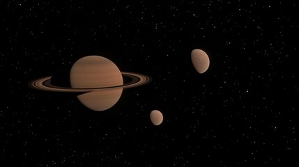 Fototapeta premium Stunning Saturn Planet Rings Space Moonscape