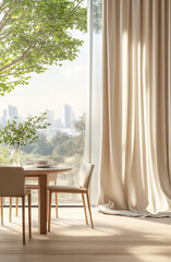 Cozy dining area with city view