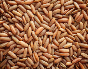A textured background made entirely of raw brown rice grains, ideal for natural and organic themes.