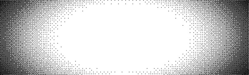 Pixelated bitmap gradient. Grunge halftone pixelated background. Faded noise texture frame