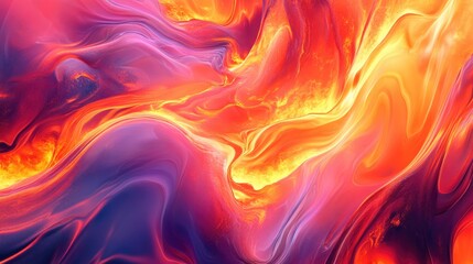 Dynamic Lava Backdrop. Volcanic Magma Flow with Fiery Heat and Abstract 3D Elements
