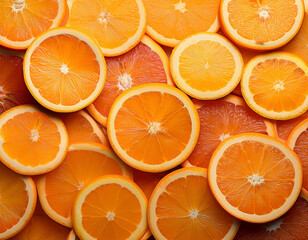 A vibrant background of stacked citrus orange slices, radiating freshness and zest.