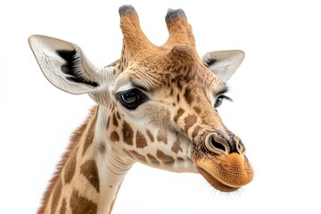 Fototapeta premium close up of a giraffe head with white background