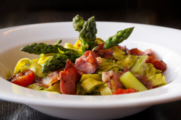 stir fried vegetables asparagus with bacon