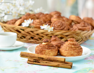 Swedish homemade bun with cinnamon