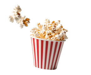 A Delightful Popcorn Experience in a Striped Container , isolated on white background PNG