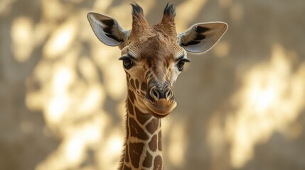 Obraz premium portrait of a young giraffe with brown and white spots