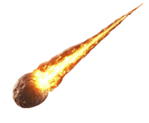 Fiery Meteoroid Impact - A Stunning Celestial Event , isolated on white background PNG