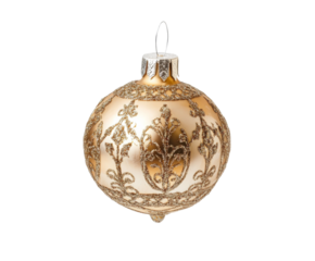 Golden Christmas Ornament - Exquisite Festive Sphere for Holiday Decor , isolated on white background PNG
