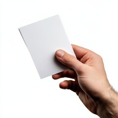 Obraz premium a hand holding a blank white card
