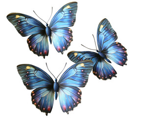 Obraz premium Stunning Blue Butterflies in Flight - A Captivating Nature Scene , isolated on white background PNG
